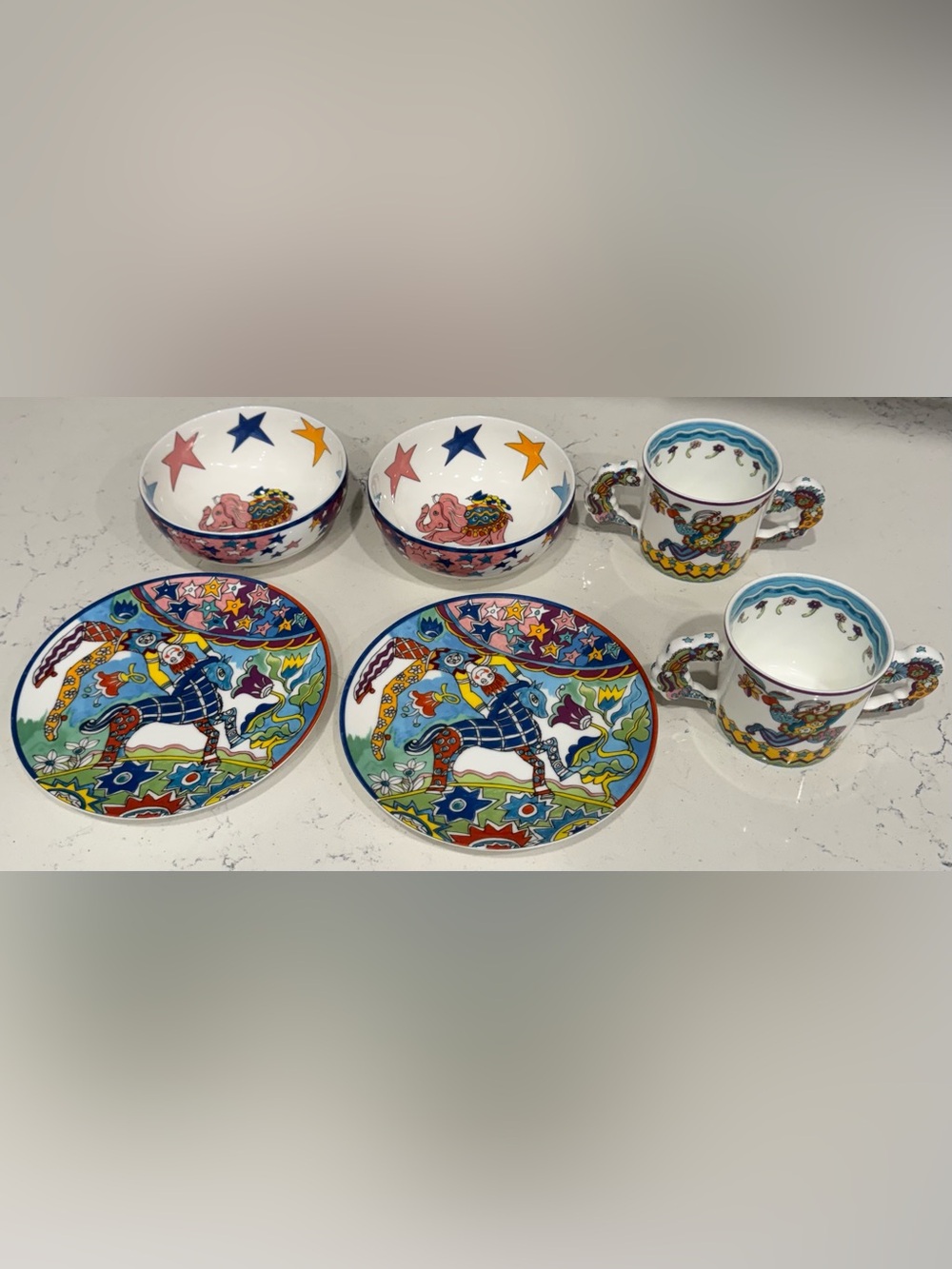Vintage Tiffany & Co Fantasy 1997 Gene Moore 6 Piece Childrens Dinnerware Set